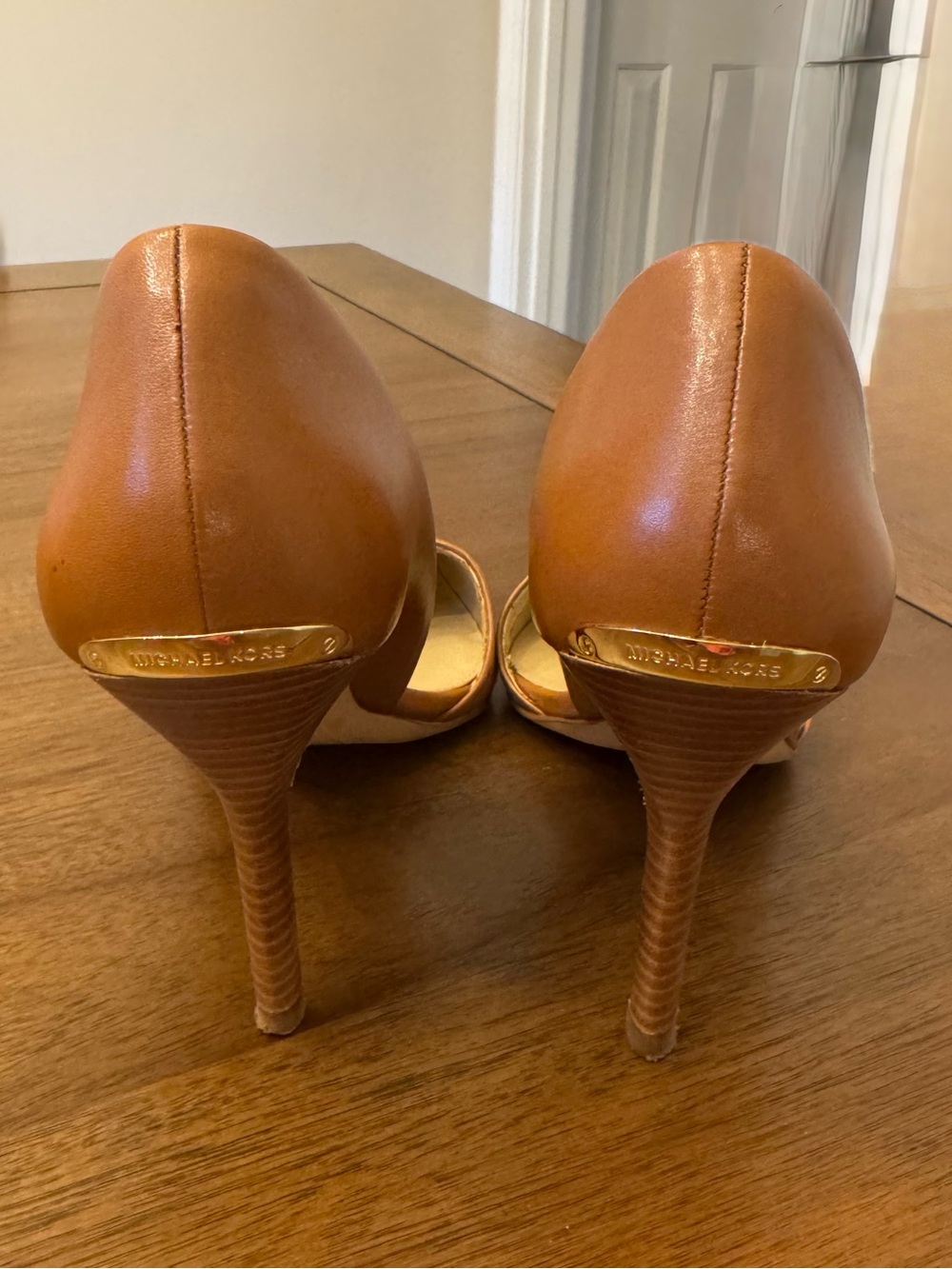 Michael Kors Classic Pointed-Toe D'Orsay Pumps in Cognac Brown - Picture 2 of 3